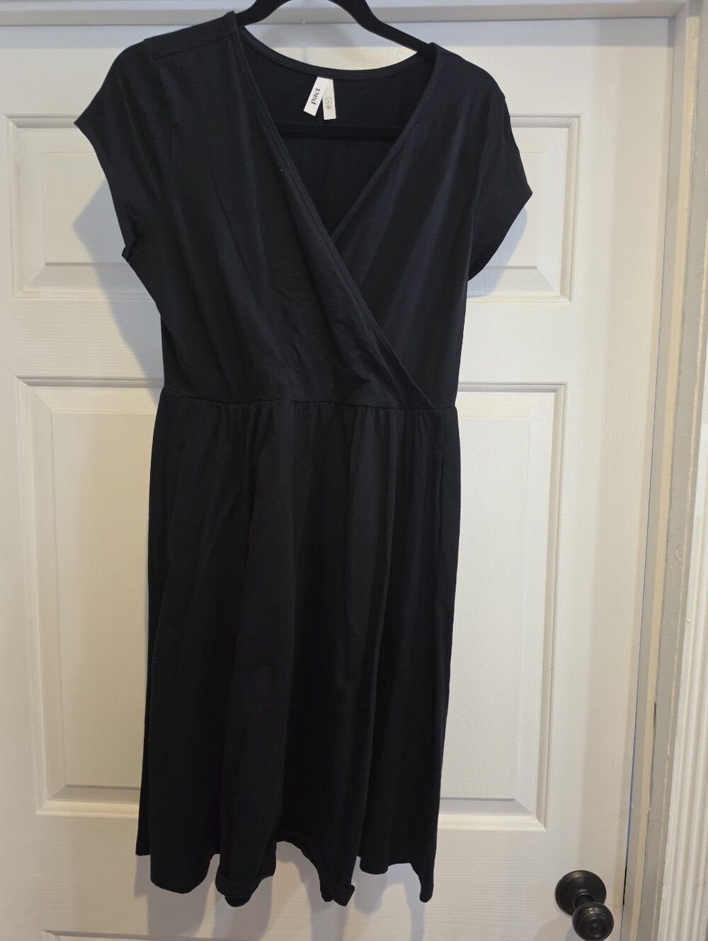 Pact Black V‑Neck Short Sleeve Fit‑and‑Flare Dress - Picture 5 of 6